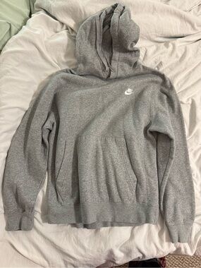 Nike Light Gray Pullover Hoodie with White Sherpa Lining